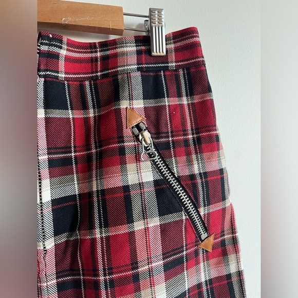 Rag & Bone - Leah Skirt - Red Multi -Plaid Zippered Mini Skirt Size 2 - Picture 5 of 13